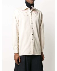 Chemise à manches longues brodée beige Raf Simons