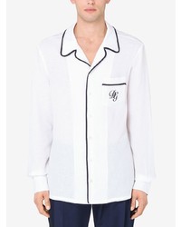 Chemise à manches longues brodée blanche et noire Dolce & Gabbana