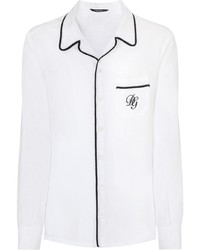 Chemise à manches longues brodée blanche et noire Dolce & Gabbana