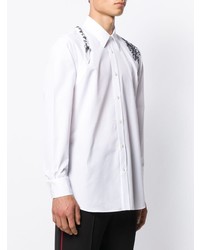 Chemise à manches longues brodée blanche et noire Alexander McQueen