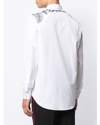 Chemise à manches longues brodée blanche et noire Alexander McQueen