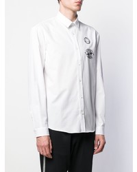 Chemise à manches longues brodée blanche et noire McQ Alexander McQueen