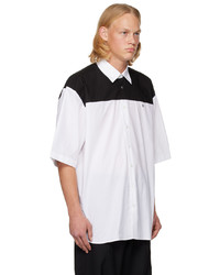 Chemise à manches longues brodée blanche et noire Raf Simons