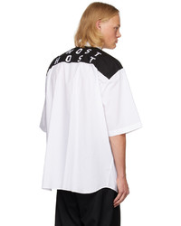 Chemise à manches longues brodée blanche et noire Raf Simons