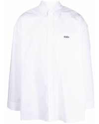 Chemise à manches longues brodée blanche 032c