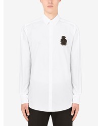 Chemise à manches longues brodée blanche Dolce & Gabbana