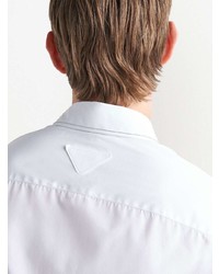 Chemise à manches longues brodée blanche Prada