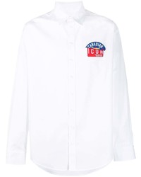 Chemise à manches longues brodée blanche DSQUARED2