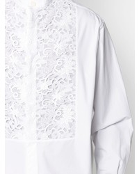 Chemise à manches longues brodée blanche Valentino