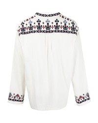 Chemise à manches longues brodée blanche Isabel Marant