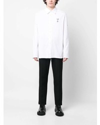 Chemise à manches longues brodée blanche Raf Simons X Fred Perry