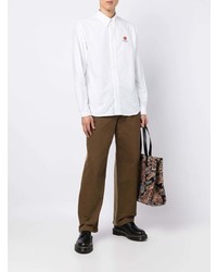 Chemise à manches longues brodée blanche Kenzo