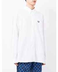 Chemise à manches longues brodée blanche Fred Perry