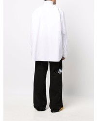 Chemise à manches longues brodée blanche Raf Simons