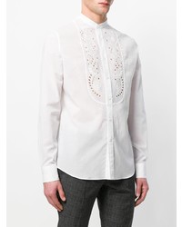 Chemise à manches longues brodée blanche Alexander McQueen