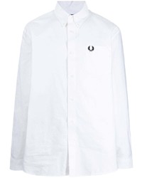 Chemise à manches longues brodée blanche Fred Perry