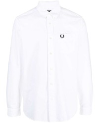 Chemise à manches longues brodée blanche Fred Perry