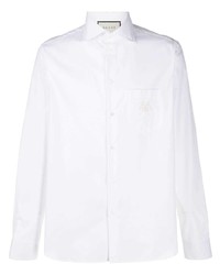 Chemise à manches longues brodée blanche Gucci