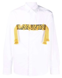 Chemise à manches longues brodée blanche Lanvin