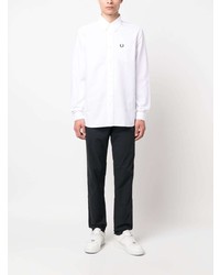 Chemise à manches longues brodée blanche Fred Perry