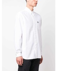 Chemise à manches longues brodée blanche Fred Perry