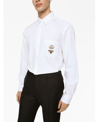 Chemise à manches longues brodée blanche Dolce & Gabbana