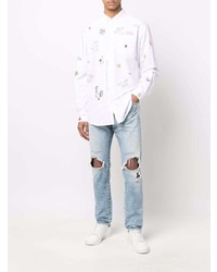 Chemise à manches longues brodée blanche DSQUARED2