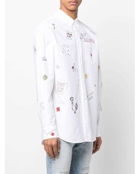 Chemise à manches longues brodée blanche DSQUARED2