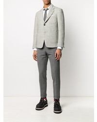 Chemise à manches longues brodée blanche Thom Browne