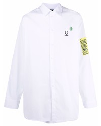 Chemise à manches longues brodée blanche Raf Simons X Fred Perry