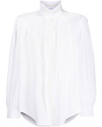 Chemise à manches longues brodée blanche Saint Laurent