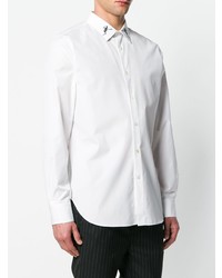 Chemise à manches longues brodée blanche Alexander McQueen