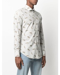 Chemise à manches longues brodée blanche Etro