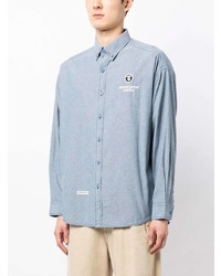 Chemise à manches longues brodée bleu clair AAPE BY A BATHING APE