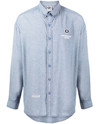 Chemise à manches longues brodée bleu clair AAPE BY A BATHING APE