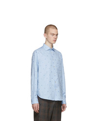 Chemise à manches longues brodée bleu clair Gucci