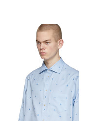 Chemise à manches longues brodée bleu clair Gucci