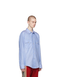 Chemise à manches longues brodée bleu clair Gucci