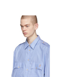 Chemise à manches longues brodée bleu clair Gucci