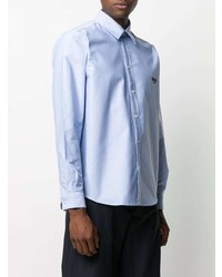 Chemise à manches longues brodée bleu clair MSGM