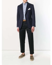 Chemise à manches longues brodée bleu clair Etro