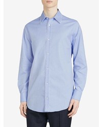 Chemise à manches longues brodée bleu clair Burberry