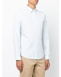 Chemise à manches longues brodée bleu clair Gucci