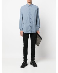 Chemise à manches longues brodée bleu clair DSQUARED2