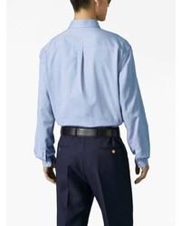 Chemise à manches longues brodée bleu clair Gucci