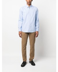 Chemise à manches longues brodée bleu clair BOSS