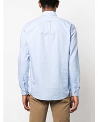 Chemise à manches longues brodée bleu clair BOSS