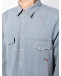 Chemise à manches longues brodée bleu clair PS Paul Smith