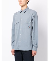 Chemise à manches longues brodée bleu clair PS Paul Smith