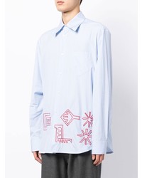 Chemise à manches longues brodée bleu clair Namacheko